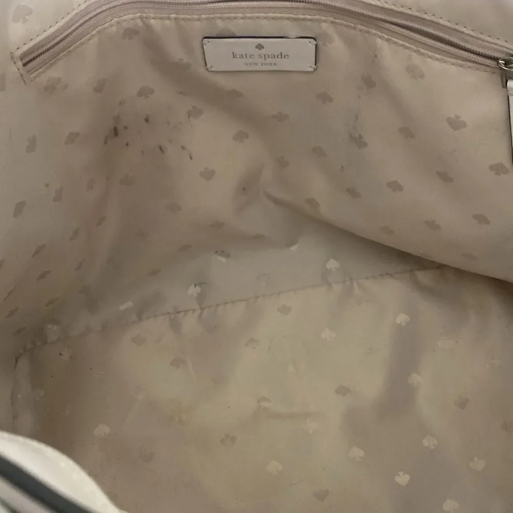 KATE SPADE White Leather Tote Bag Size 11” x 16” x 6” approximately